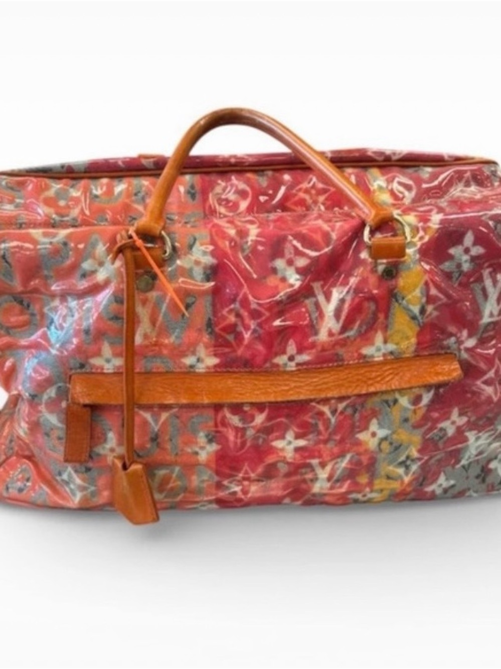 Louis Vuitton Multicolor Monogram Canvas Travel Tote with Tan Leather Trim